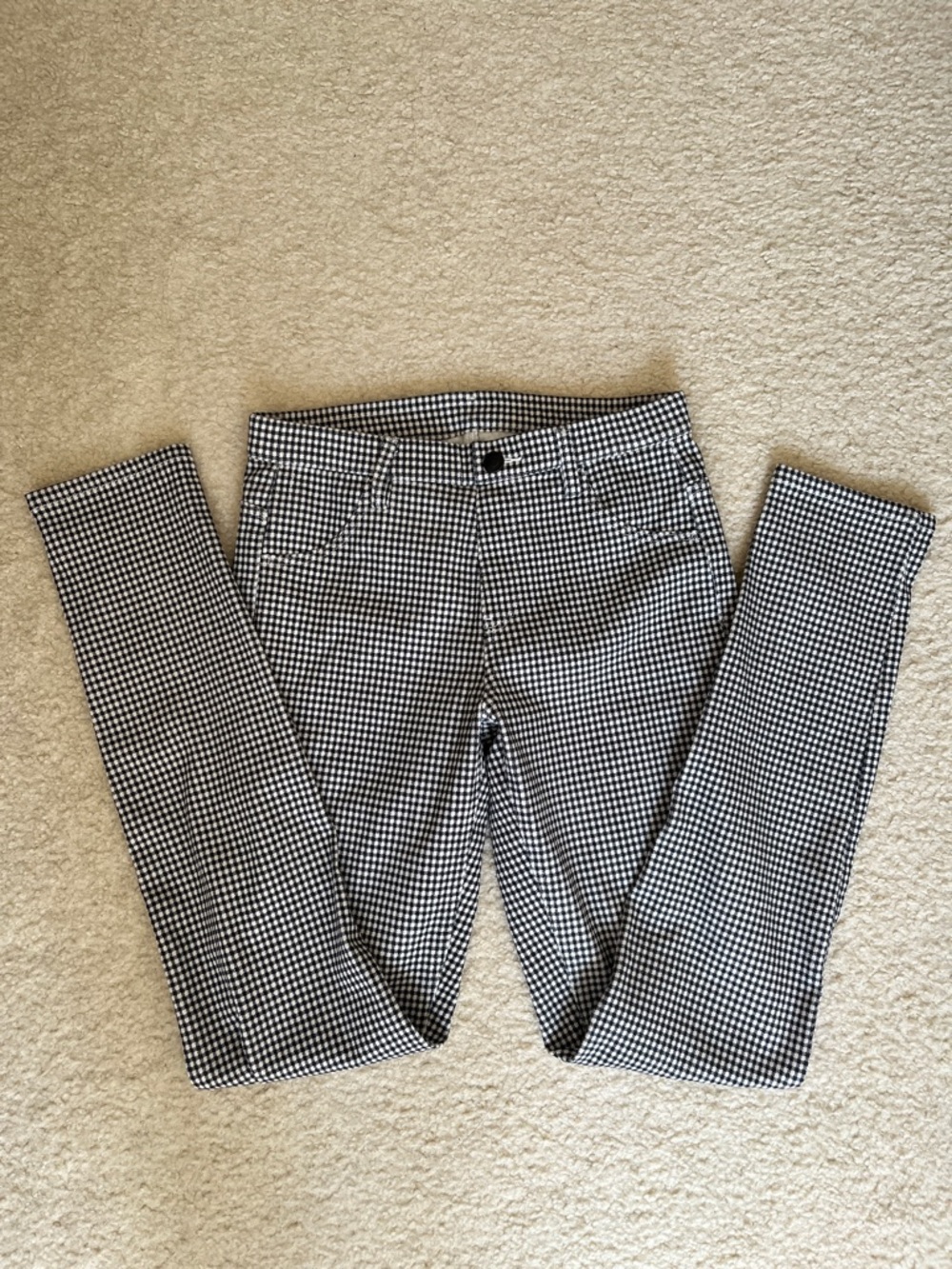 Uniqlo Black and White Skinny Micro-Check Pants